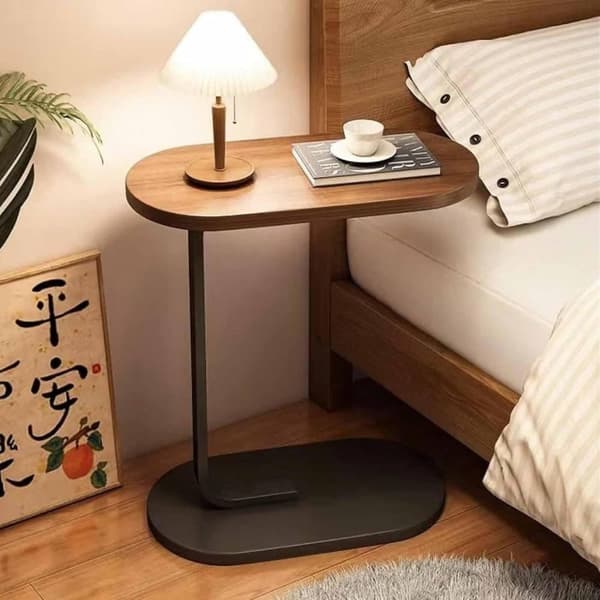 C-shaped Side Table & Coffee Table - Small Wooden Table that Slides Under Sofa and Bed