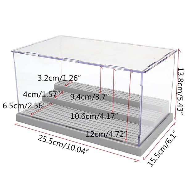 Acrylic Display Case with 3 Tiers, Dustproof Display Cabinet for Building Blocks
