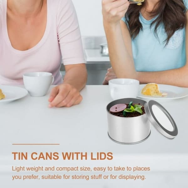 Storage Container with Window Lid, Moisture Protection Container with Transparent Window Lid, Round Tin Can for Tea Coffee Candy Snacks, Sealed