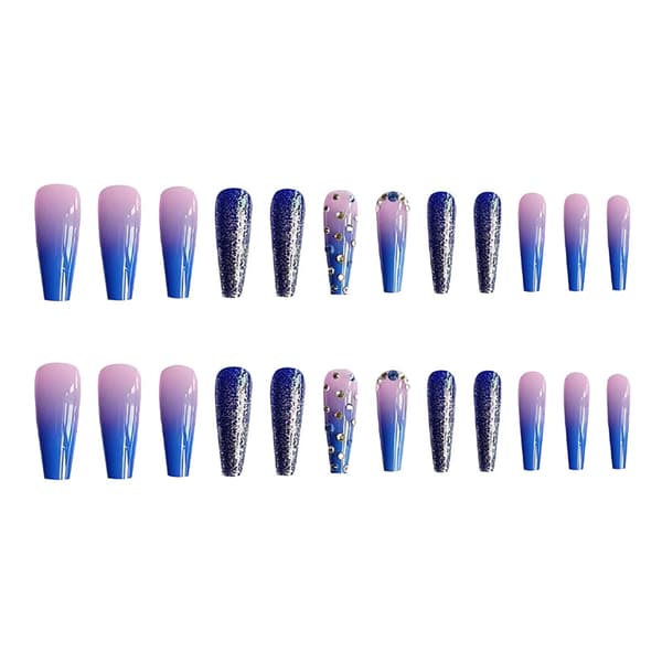 Reusable Press-On Nails, Soft Gel Texture Long Style Trendy Dreamy Star River Gradient, Avoid Damage For A Perfect Fit Salon
