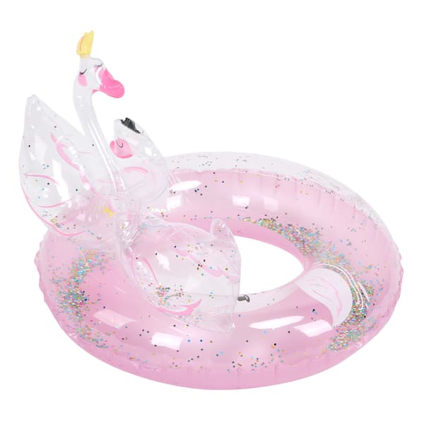 Rosa Glitter Uppblåsbar Svan Pool Float Tube för Flickor PVC 60