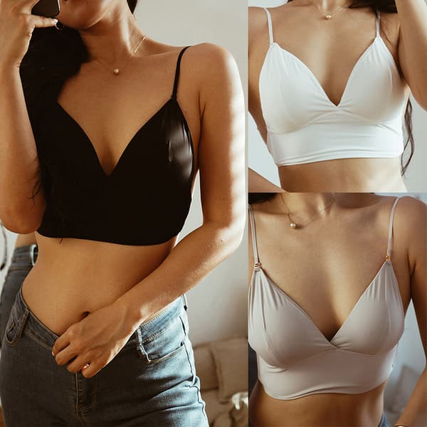 Sexy Backless Bra Comfortable Ice Silk Underwear Skin-M