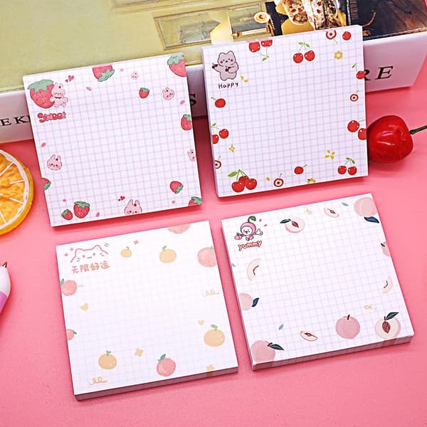 Cute Post-it Notes, Reusable Kawaii Sticky Notes for Creative Minds, 80 Sheets per Pad, 4-Pack, Residue-Free Adhesive, Suitable for Various