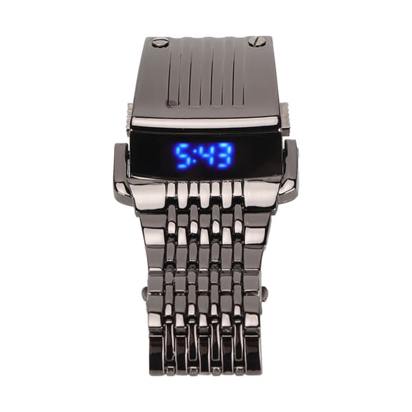 Ur i legering LED Digital Display Quick Release Trendy Herreur til Daglig Forretning Sort Blåt Lys