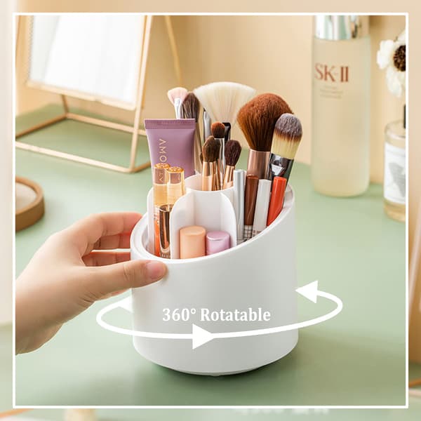 Makeup Brush Holder with Lid, Rotatable Transparent Acrylic Cup 24 cm