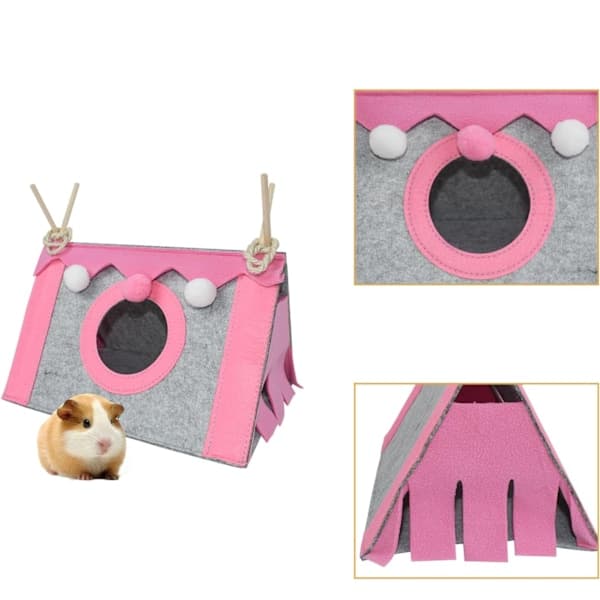 Triangular Small Animal Hideout, Wood Support, Felt Material, Provides a Private Retreat for Guinea Pigs and Ferrets