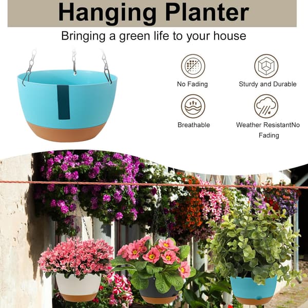 Hanging Planter for Indoor Plants, Self-Watering Pot with Automatic Watering Design and Removable Tray, Breathable Design Durable Plastic