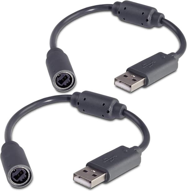 Xbox 360 kablet controller erstatnings-USB-breakaway-kabler (2-pak) – mørkegrå