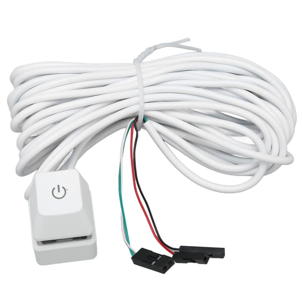 PC Power Switch White Mechanical Button Blue Switch Backlit Plug and Play PC Power Button for Desktop Office Gaming Green Light 2m Cable
