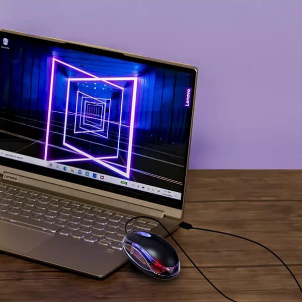 Retractable Cord Genius, Silent Wired Mouse with High-Resolution Optical Tracking for Seamless Use