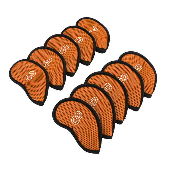 10 Pcs Waterproof Golf Iron Head Covers Set with Numbers Orange Protective Headcovers for Training Course