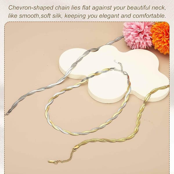 Snake Chain Necklace Herringbone Necklace Stackable Assorted Braided Necklaces Silver Silver/Gold Silver/Gold