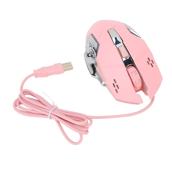 Wired Gaming Mouse USB Optical Computer Mouse with RGB Backlight 4 Adjustable DPI Up to 3600 Portable Silent Mouse for Windows 7 8 10 XP Pink