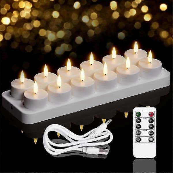 Rechargeable Tealights, 12 pcs Rechargeable