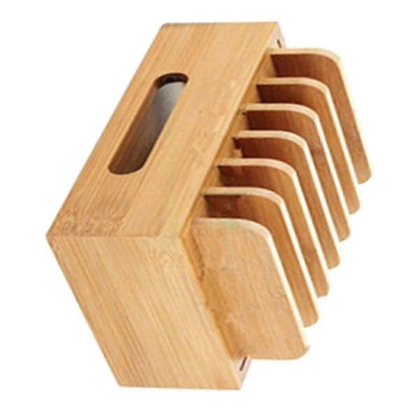Bamboo Charging Station Compatible with Multiple Devices - Wooden Docking Stand for Mobile Phones and Tablets