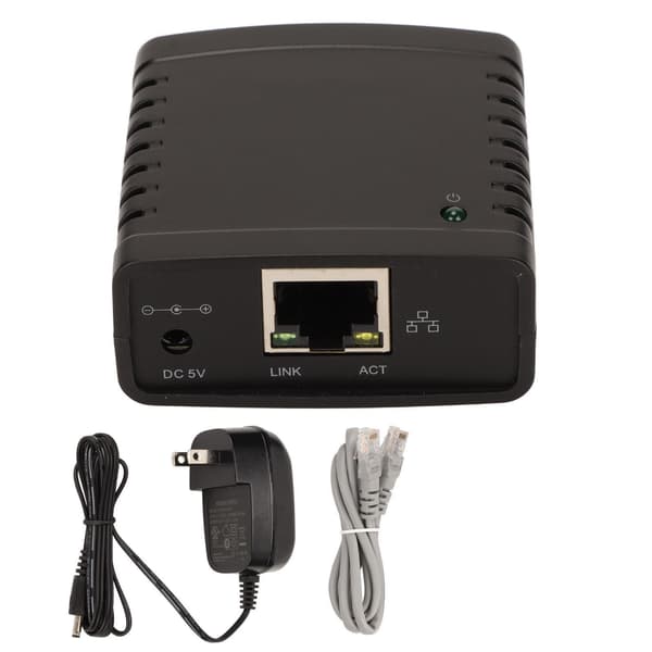 USB-printerserver - højhastigheds TCP/IP LPR-printerserver med 10Mbps/100Mbps LAN-port og trådløs USB-forlænger splitter - US-stik (100-240V)