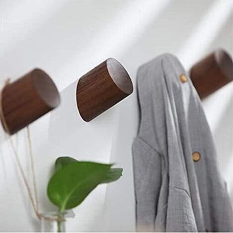 4 Pieces Natural Wood Hooks, Wooden Hat Hooks, Modern Handmade Solid Walnut Wall Hook