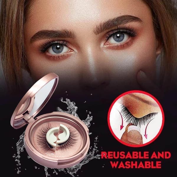 1 Pair Reusable Self-Adhesive Eyelashes Waterproof No Liner or Glue Needed