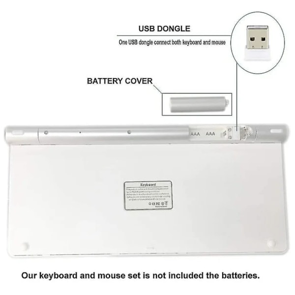 Wireless Keyboard and Mouse for Apple iMac, Windows or Android (2.4 GHz Wireless)