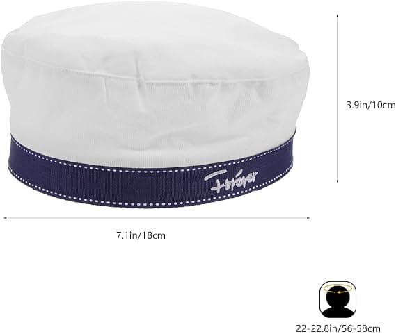 Abaodam White Sailor Hat Stylish White Beret Hat with Bow Uniform Hat All-Matching Hat (Head Circumference 56-58cm)