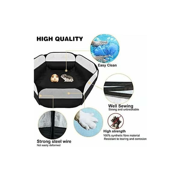 Small Pet Playpen, Breathable & Transparent Playpen, Waterproof Base & Durable Polyester Fabric for Pets
