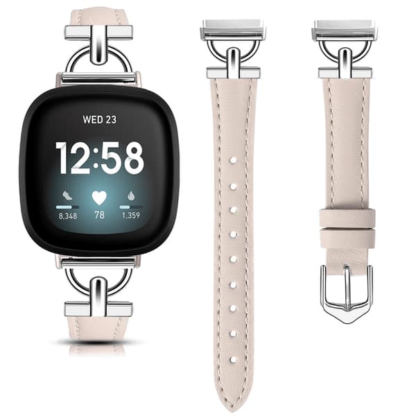 Aito nahkaranneke Fitbit Versa 4/3/Sense - Ruusukulta