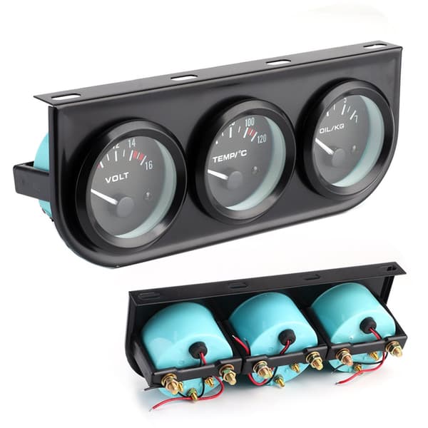 3-i-1 Bilmåler – Voltmeter, Vanntemperaturmåler, Oljetrykkmåler