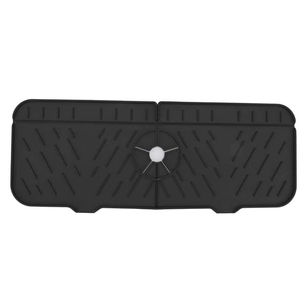 Silicone Dish Mat Washable Reusable Water Absorbent Countertop Protector for Kitchen Bathroom RV Black