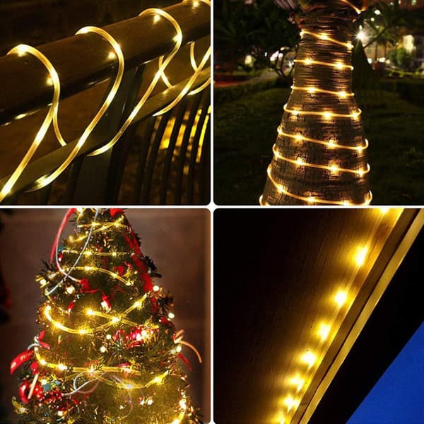 Flexible Solar String Lights for Landscape Lighting, Energy-Saving LED String Lights with 8 Lighting Modes, Waterproof Solar Powered Lights for the Garden