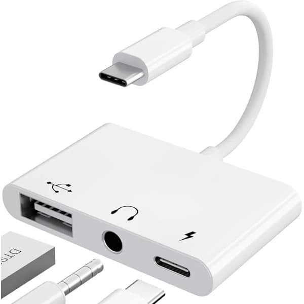 USB-C til 3,5 mm hovedtelefonstik hurtigopladende OTG-adapter, Type-C til AUX-splitter til hovedtelefonlyd.