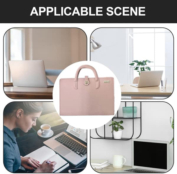 PU Laptop Cover, Pink PU Leather Waterproof Bag with Handle Durable Portable Style, for Notebook, Computer, Work, Travel, Office, School, D[DB] B