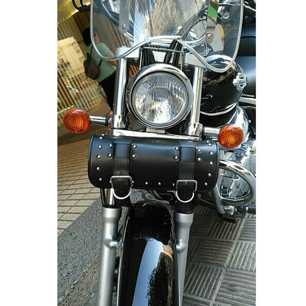 Motorcycle Hanging Bag Trendy Design Spacious Storage Tool Bag Durable Use Water-Resistant PU Leather Round Shape Motorcycle Fork