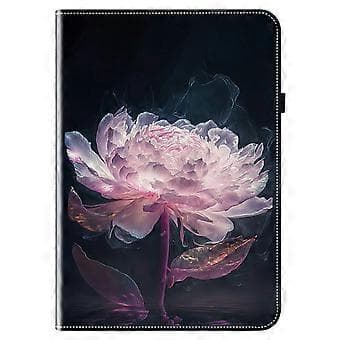 Leather Case with Printed Pattern and Stand for Lenovo Tab TB311FU, Tablet with Card Slots (Purple Peony)
