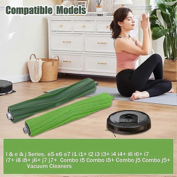 2 sett med erstatningsgummibørster for IRobot Roomba I3 I3+ I6 I6+ I7 I8+ Plus E5 E6 E7 støvsugerdeler