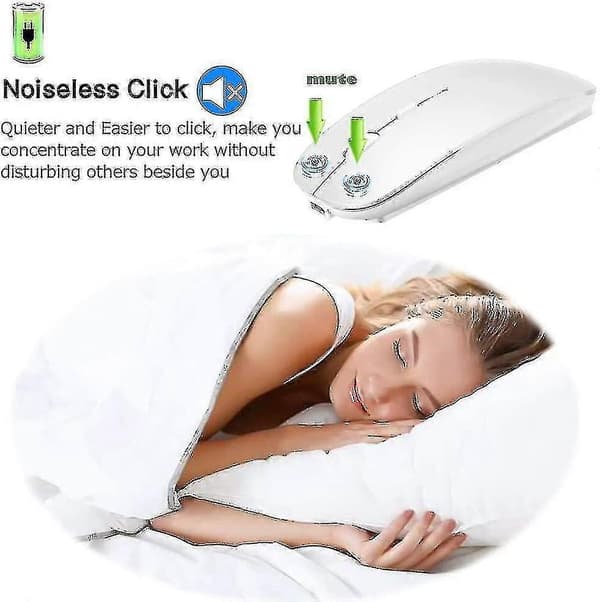 Wireless Bluetooth Mouse for MacBook Pro/Air/iPad/Laptop with 3 DPI Settings and 450 mAh Rechargeable Battery white white