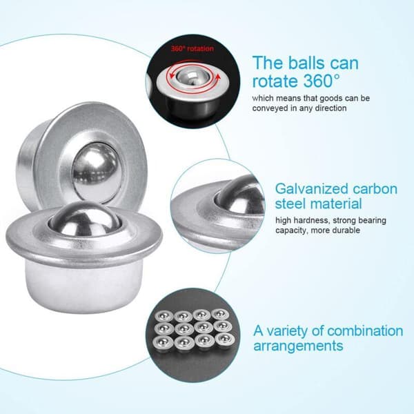 12 Pcs Universal Ball Transfer Wheels Galvanized Carbon Steel Unit Heavy Duty Mounted Ball Casters