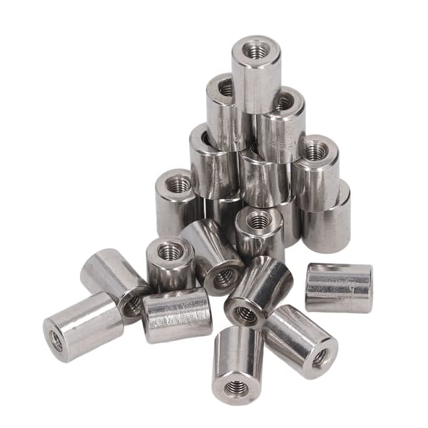 20 pcs 304 Stainless Steel M5x0.8x16mm Round Rod Coupling Nut Female Thread