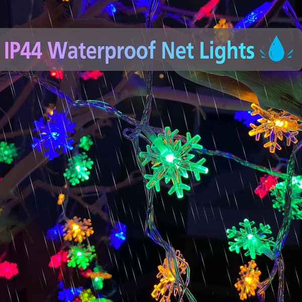 80 LED Christmas Snowflakes, 9.75m Snowflake String Lights Indoor, 8 Modes Plug-in Christmas