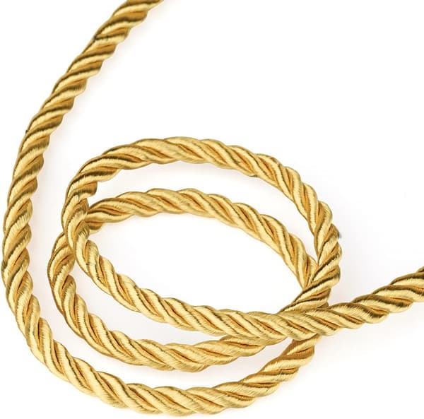 32 Yards 5 mm Gold 3-Ply Polyester Twisted Cords Decorative Rope Plastic Lock Hand String Macrame String for Crafts Curtain Tiebacks Making Party Gold