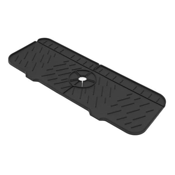 Silicone Dish Mat Washable Reusable Water Absorbent Countertop Protector for Kitchen Bathroom RV Black