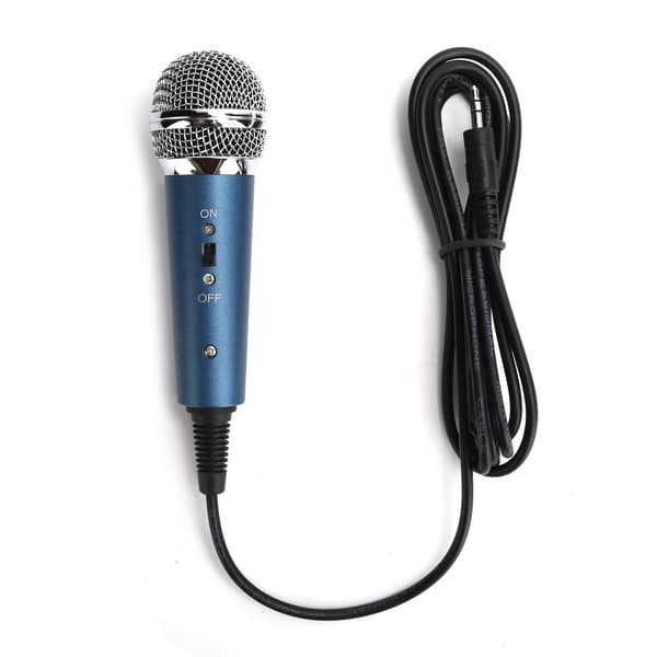 Kablet kondensatormikrofon 3,5 mm med U-formet 3,5 mm lydadapter til computer Karaoke (Blå)