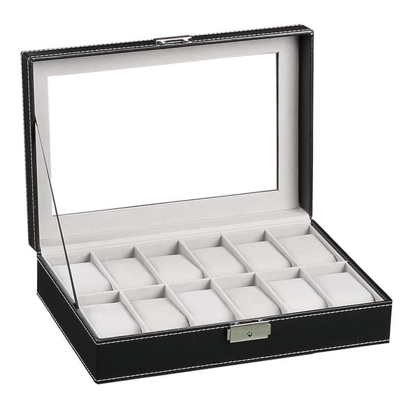 Ur-arrangør i gedeskind - 12 pladser, sort, 30*20*8cm, 1 stk