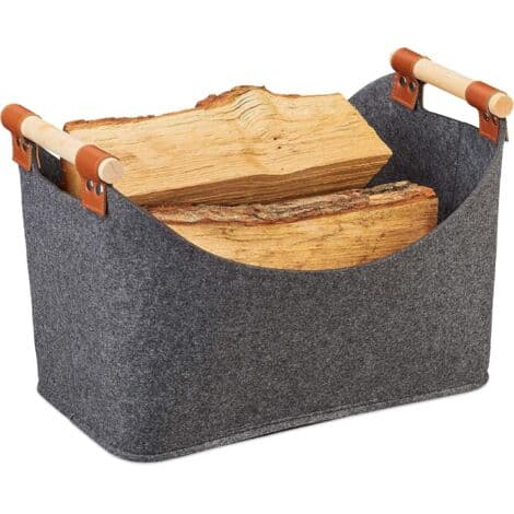 Felt bag, storage basket, foldable, box with handles, 45x40x32 cm, dark grey