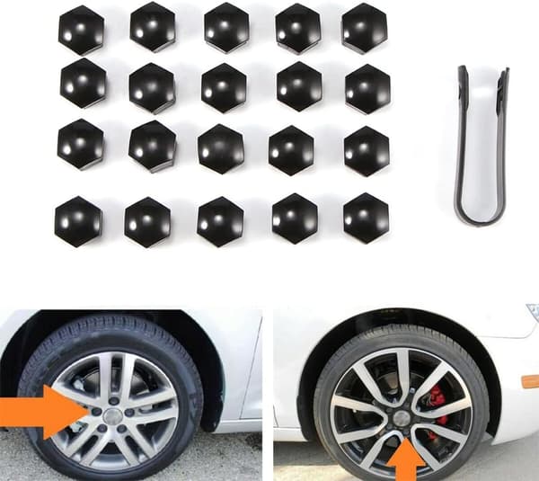 Mutterhetter 19 mm, 20 stk 19mm Hjulmutterhetter, Sekskantede Beskyttelseshetter for Hjulmuttere, Universelle Mutterhetter 19mm