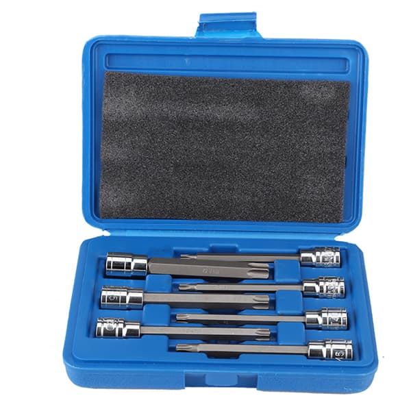Ekstra lang Torx Star Bit Sokkel Sæt, 7 stk., 3/8\" Drive
