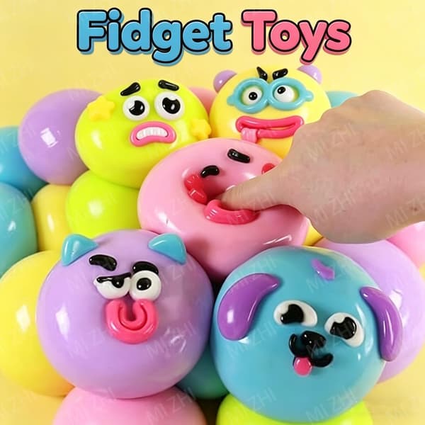 3 st Smushers Squishy-Curiosities Smushers Dog Face Swap Squishy Fidget Leksaker