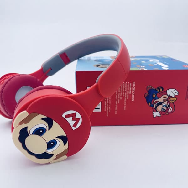 Trådløse Bluetooth-hovedtelefoner til børn - Super Mario-tema, justerbart headset til alderen 3-7, behageligt til spil og musik