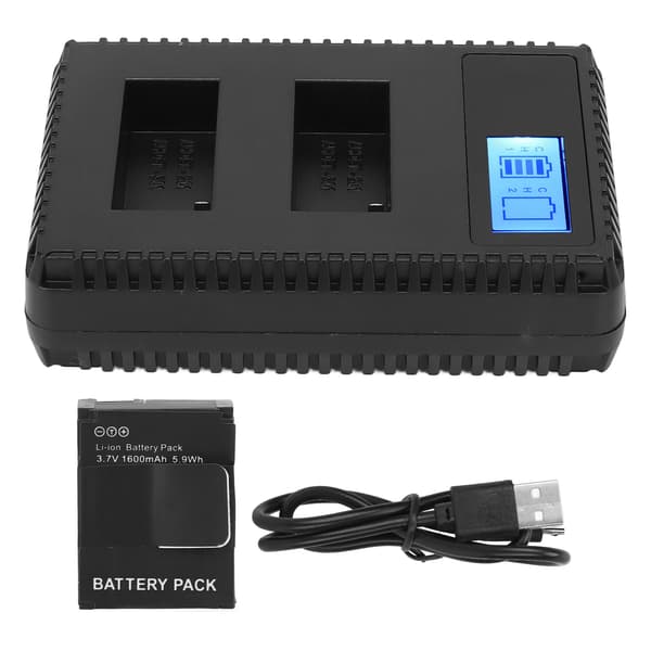 Dobbelt oplader til batteri med LCD-skærm, dobbelt USB-oplader med 1 batteri til Hero 2 3 kamera