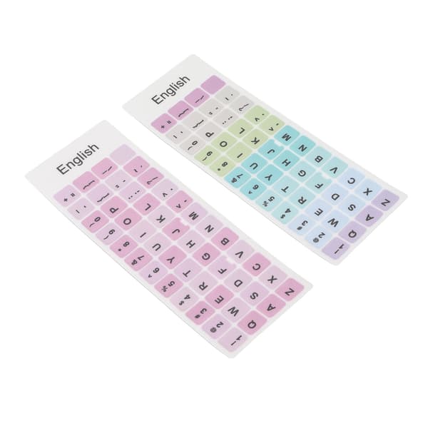 Colorful English Keyboard Stickers - Dustproof and Waterproof - PVC Material - 2 Pcs