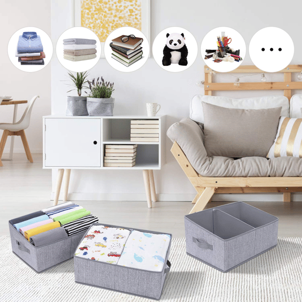 Sturdy Wardrobe Storage Boxes, Foldable Fabric Baskets with Moisture-Resistant Non-Woven Fabric for Versatile Use